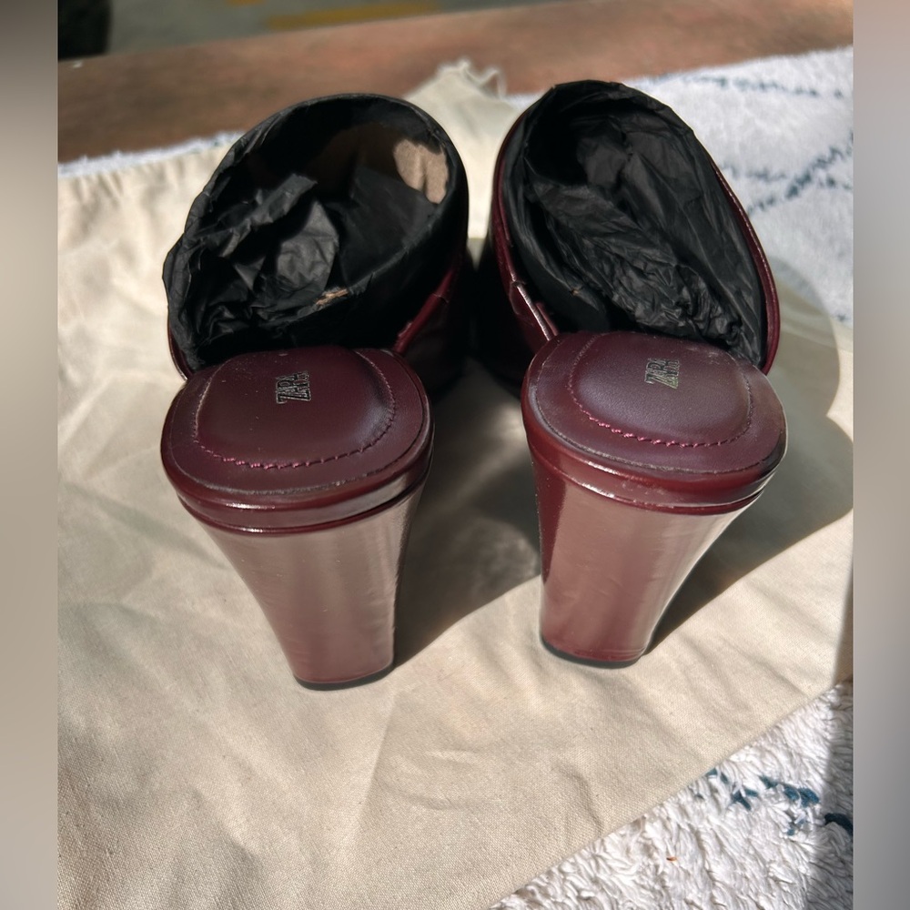 burgundy Zara leather mules - Picture 3 of 3